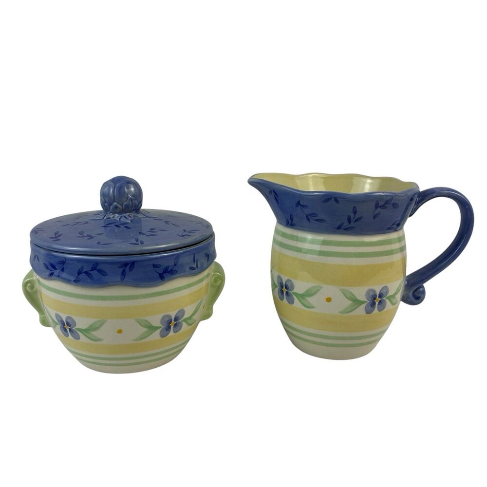 Vintage Pfaltzgraff Summer Breeze Creamer and Covered Sugar Bowl Set Retired